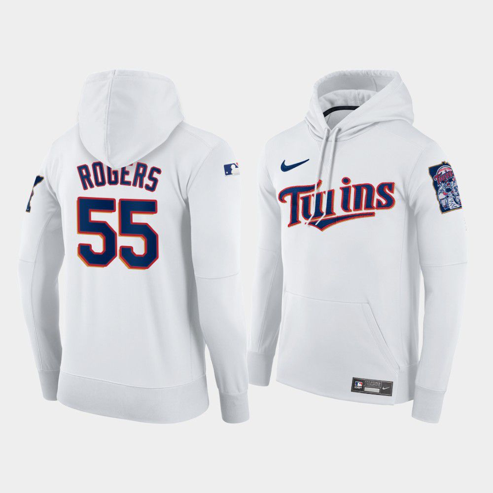 Men Minnesota Twins #55 Rogers white home hoodie 2021 MLB Nike Jerseys